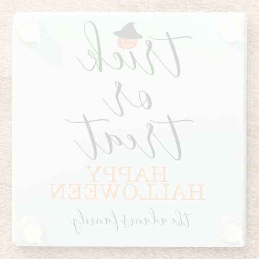 Trick or treat Modern Script Halloween Glazen Onderzetter (Achterkant)