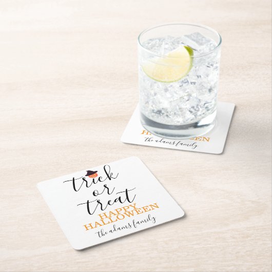 Trick or treat Modern Script Halloween Kartonnen Onderzetters (Insitu)