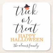 Trick or treat Modern Script Halloween Kartonnen Onderzetters (Voorkant)