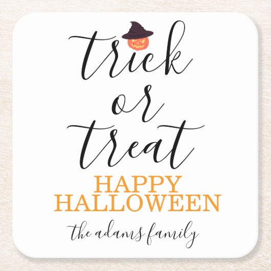 Trick or treat Modern Script Halloween Kartonnen Onderzetters (Voorkant)