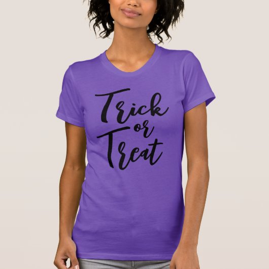 Trick or treat Modern Script Halloween Kostuum T-shirt (Voorkant)