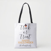 Trick or treat Modern Script Halloween Tote Bag (Voorkant)
