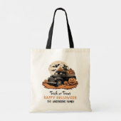 Trick or treat Modern Script Happy Halloween Tote Bag (Achterkant)