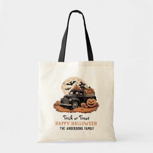 Trick or treat Modern Script Happy Halloween Tote Bag (Voorkant)