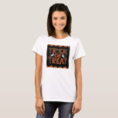 Trick or treat Modern Script Womens Halloween T-shirt (Voorkant volledig)