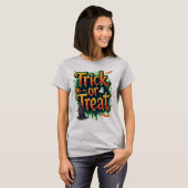 Trick or treat Modern Script Womens Halloween T-shirt (Voorkant volledig)