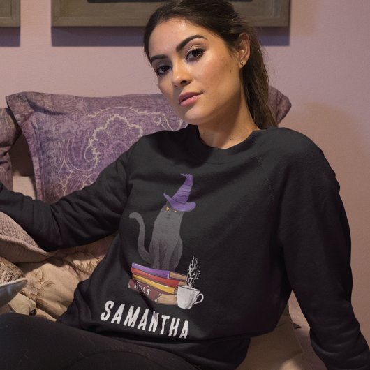 Trick or treat moderne zwarte kat vrouwen Hallowee Trui