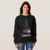 Trick or treat moderne zwarte kat vrouwen Hallowee Trui (Voorkant volledig)