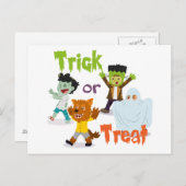 Trick or treat Monster Costume Kinder Briefkaart (Voorkant / Achterkant)