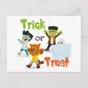 Trick or treat Monster Costume Kinder Briefkaart