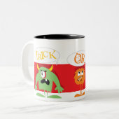 trick or treat Monsters Tweekleurige Koffiemok (Voorkant links)