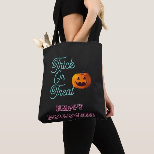 Trick or treat morden aangepaste Holloween Canvas  Tote Bag (Dichtbij)