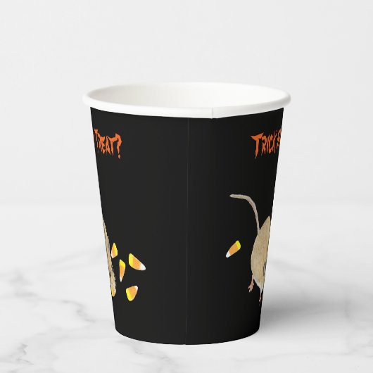 Trick or treat muis met snoepkernen papieren bekers (Rechts)