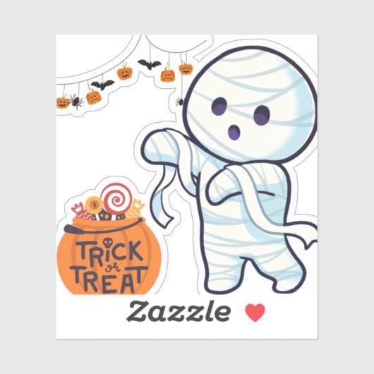 Trick or treat Mummy Halloween Snoep Fun Kinder Sticker (Vel)