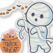 Trick or treat Mummy Halloween Snoep Fun Kinder Sticker (Voorkant)