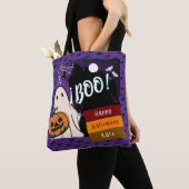 trick or treat, naam gepersonaliseerd Halloween ro Tote Bag (Dichtbij)
