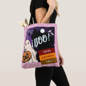 trick or treat, naam gepersonaliseerd Halloween ro Tote Bag (Dichtbij)