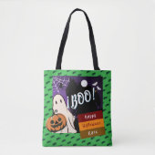 trick or treat, naam gepersonaliseerd Halloween ro Tote Bag (Voorkant)