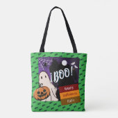 trick or treat, naam gepersonaliseerd Halloween ro Tote Bag (Achterkant)