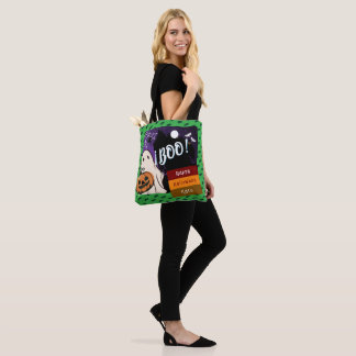 trick or treat, naam gepersonaliseerd Halloween ro Tote Bag