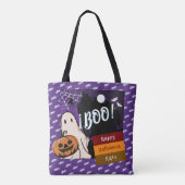 trick or treat, naam gepersonaliseerd Halloween ro Tote Bag (Achterkant)