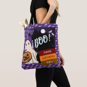 trick or treat, naam gepersonaliseerd Halloween ro Tote Bag (Dichtbij)
