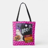 trick or treat, naam gepersonaliseerd Halloween ro Tote Bag (Achterkant)