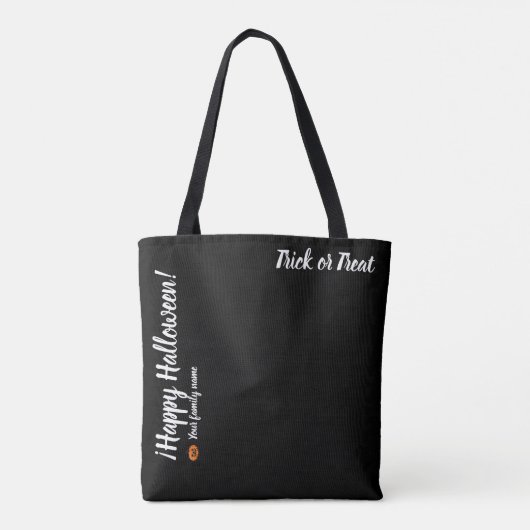 trick or treat, naam gepersonaliseerd, vrolijk Hal Tote Bag (Achterkant)