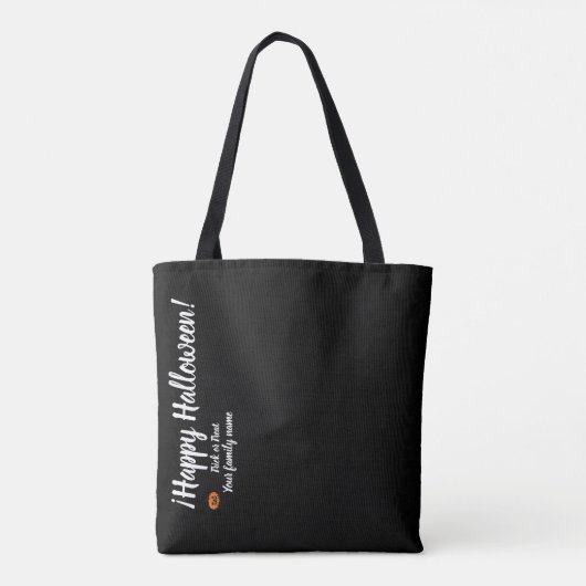 trick or treat, naam gepersonaliseerd, vrolijk Hal Tote Bag (Achterkant)