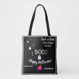 trick or treat, naam, Halloween gepersonaliseerd,  Tote Bag