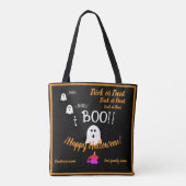 trick or treat, naam, Halloween gepersonaliseerd,  Tote Bag (Achterkant)