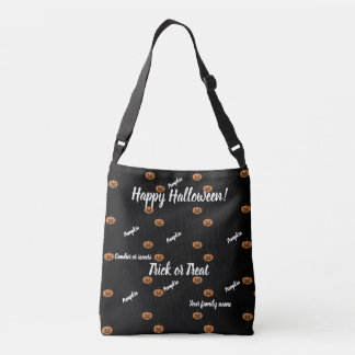 trick or treat, naam, halloween gepersonaliseerde  crossbody tas