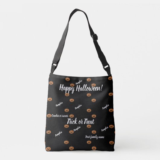 trick or treat, naam, halloween gepersonaliseerde  crossbody tas (Achterkant)