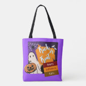 trick or treat, naam, Halloween oranje Pompoen Tas (Achterkant)