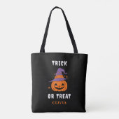 Trick or treat Naam Pompoen Gepersonaliseerde Hall Tote Bag (Achterkant)