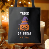 Trick or treat Naam Pompoen Gepersonaliseerde Hall Tote Bag