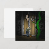 Trick or treat op Halloween avond bij de reus. Feestdagenkaart (Voorkant / Achterkant)