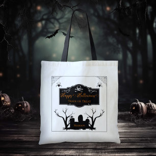 Trick or treat op het kerkhof Wit Tote Bag