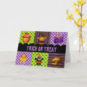 Trick or treat Oranje en Paars Halloween Kaart (Gele Bloem)