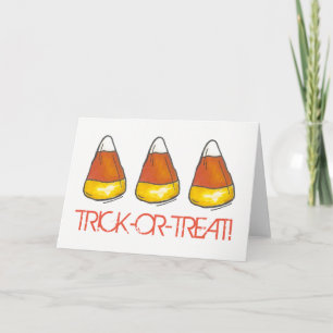 Trick-or-Treat Oranje Happy Halloween Candy Corn Kaart