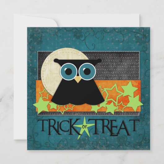 Trick-Or-Treat Owl Invitations Kaart (Voorkant)