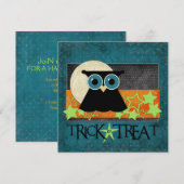 Trick-Or-Treat Owl Invitations Kaart (Voorkant / Achterkant)