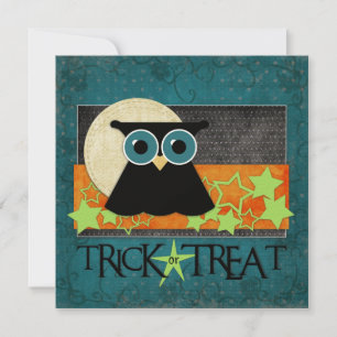 Trick-Or-Treat Owl Invitations Kaart