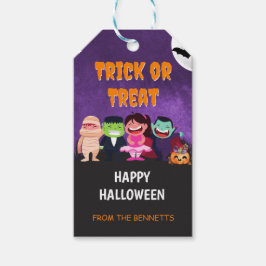 Trick or treat Paarse Cadeaulabel