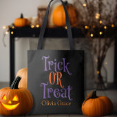 Trick or treat Paarse en Oranje aangepaste hallowe Tote Bag