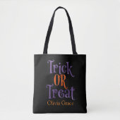 Trick or treat Paarse en Oranje aangepaste hallowe Tote Bag (Voorkant)