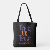 Trick or treat Paarse en Oranje aangepaste hallowe Tote Bag (Achterkant)