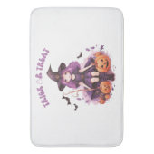 Trick or treat Paarse Heksenpompoenen & Vleermuize Badmat (Voorkant Verticaal)