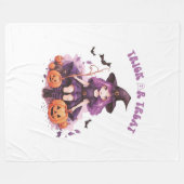 Trick or treat Paarse Heksenpompoenen & Vleermuize Fleece Deken (Voorkant (Horizontaal))