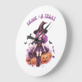 Trick or treat Paarse Heksenpompoenen & Vleermuize Grote Klok (Hoek)